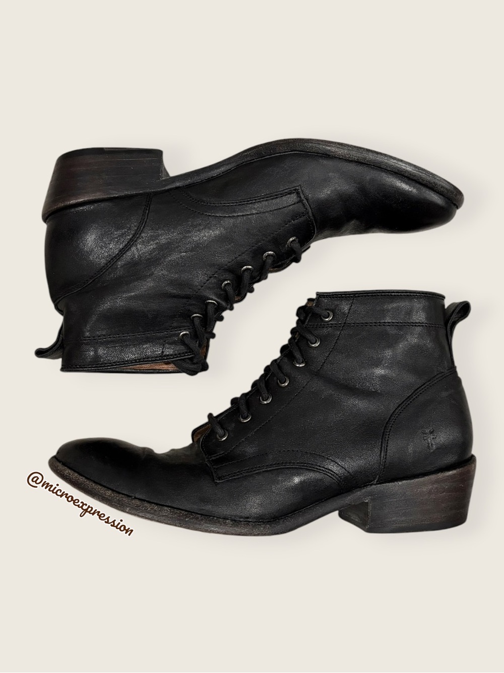 $349 Frye Carson Classic Oxford Academia Black Leather Lace Up Heeled Ankle Boot - Picture 16 of 16